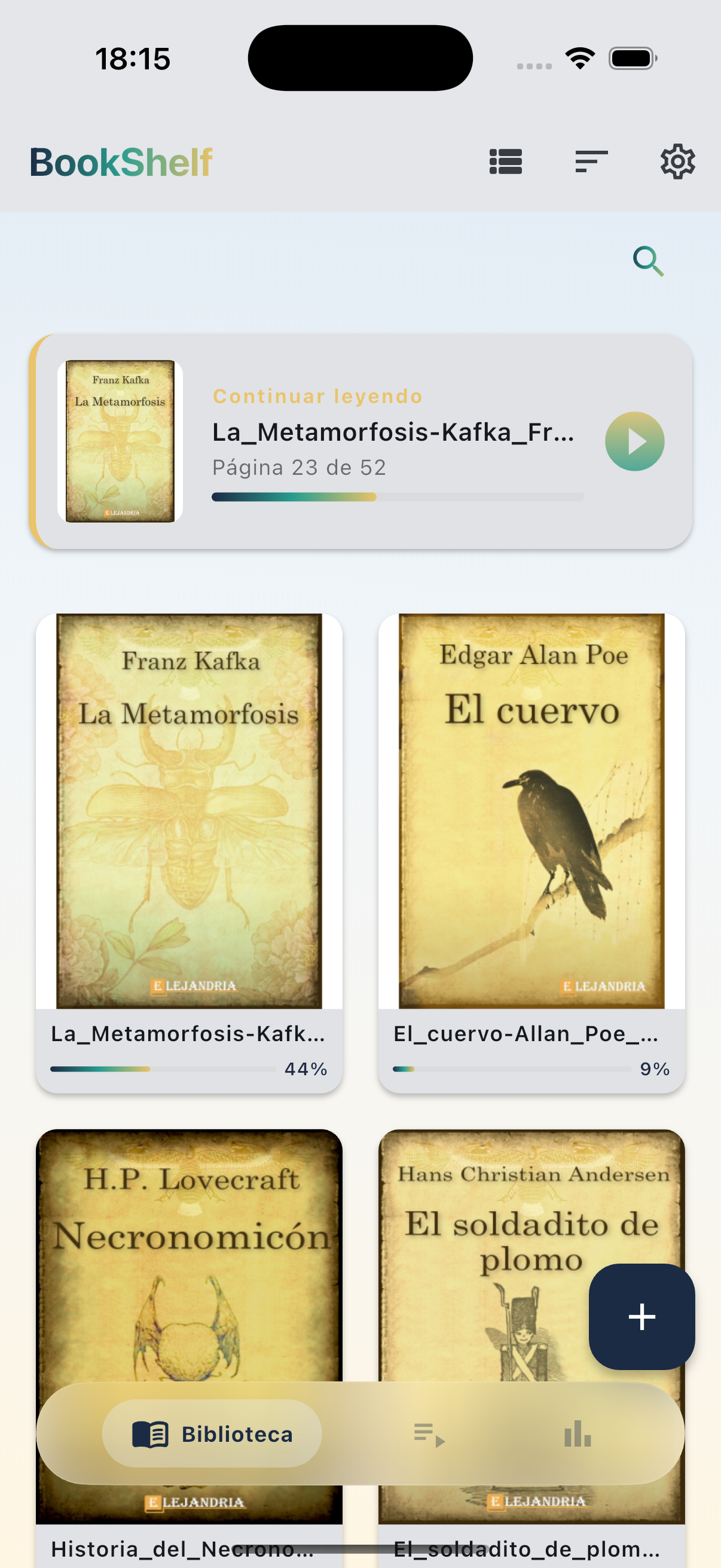 BookShelf library view